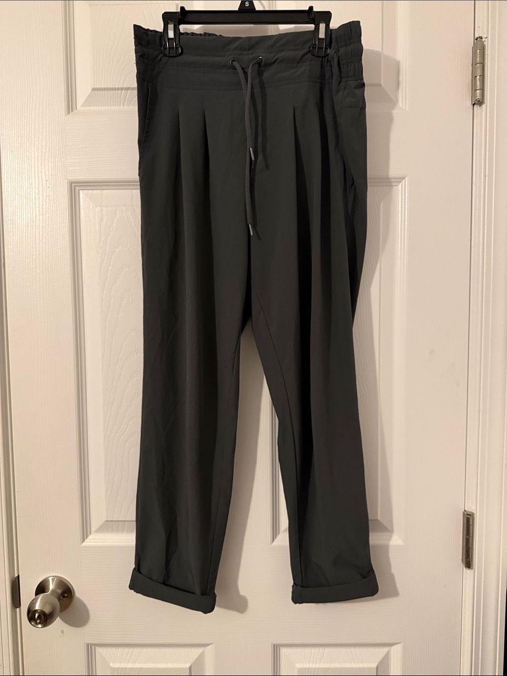 Prana Black Pleated Drawstring Joggers